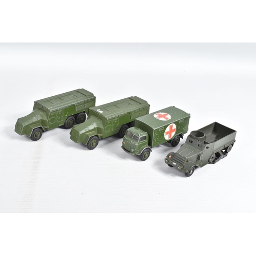 47 - A QUANTITY OF UNBOXED AND ASSORTED PLAYWORN MAINLY DINKY TOYS MILITARY VEHICLES, to include French D... 