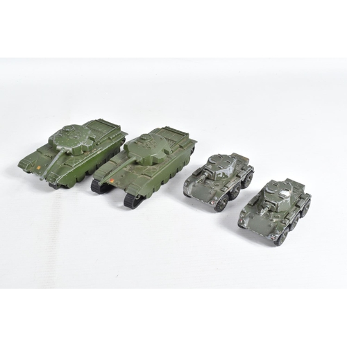 47 - A QUANTITY OF UNBOXED AND ASSORTED PLAYWORN MAINLY DINKY TOYS MILITARY VEHICLES, to include French D... 