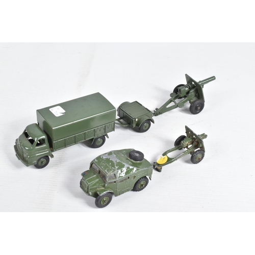 47 - A QUANTITY OF UNBOXED AND ASSORTED PLAYWORN MAINLY DINKY TOYS MILITARY VEHICLES, to include French D... 