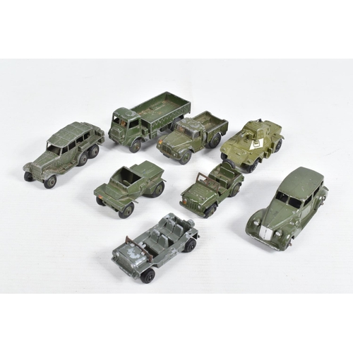 47 - A QUANTITY OF UNBOXED AND ASSORTED PLAYWORN MAINLY DINKY TOYS MILITARY VEHICLES, to include French D... 