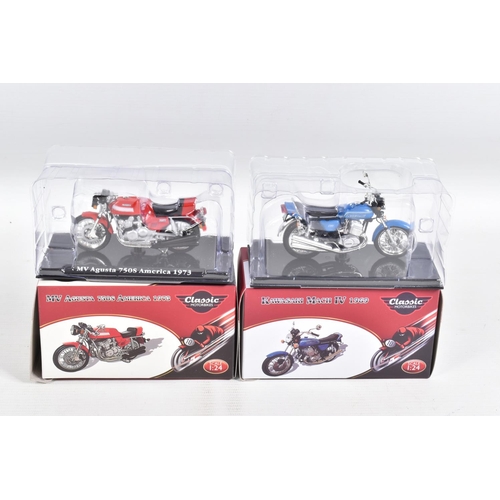 49 - SEVENTEEN BOXED ATLAS EDITIONS 1/24 SCALE CLASSIC MOTORBIKES, to include model numbers 4 658 125, 4 ... 