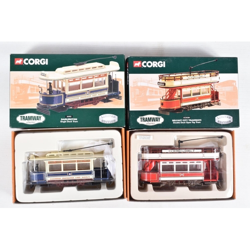 70 - FOURTEEN BOXED  CORGI LIMITED EDITION DIECAST MODEL TRAMWAY CLASSICS, to include a Blackpool Single ... 