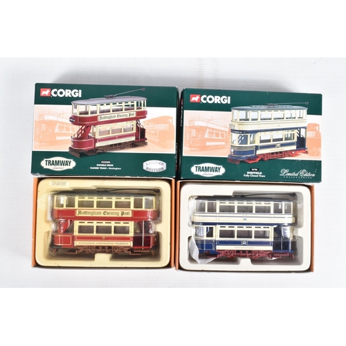 70 - FOURTEEN BOXED  CORGI LIMITED EDITION DIECAST MODEL TRAMWAY CLASSICS, to include a Blackpool Single ... 