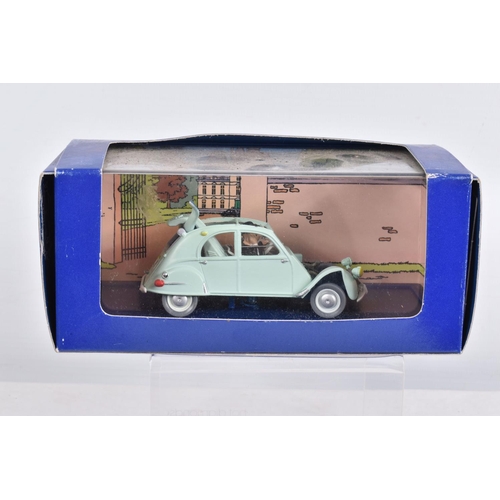 75 - SIX BOXED EN VOITURE TINTIN MODEL VEHICLES, the first a a box for a Taxi Van New Dehli Uit Kuifji in... 