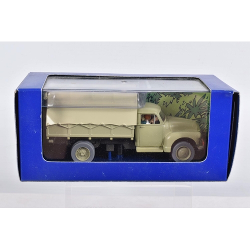 75 - SIX BOXED EN VOITURE TINTIN MODEL VEHICLES, the first a a box for a Taxi Van New Dehli Uit Kuifji in... 