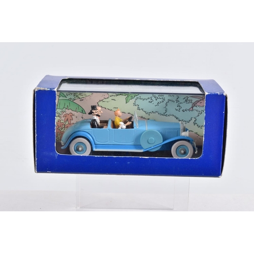 77 - FIVE BOXED EN VOITURE TINTIN MODEL VEHICLE, the first a  Citroën 2 CV De L'Affaire Tournas'll, numbe... 