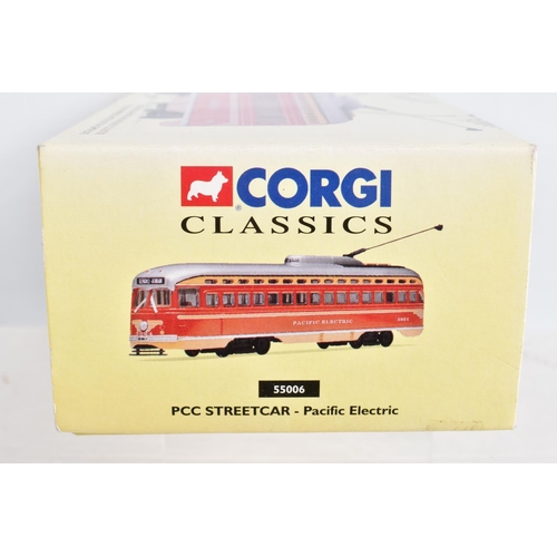 81 - TEN BOXED DIECAST CORGI MODEL PCC STREETCARS (TRAMS), to include two diecast collectibles model tram... 