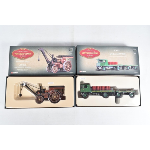 86 - SEVEN BOXED DIECAST CORGI VINTAGE GLORY OF STEAM MODELS, model numbers include 80110, 80305, 80202, ... 