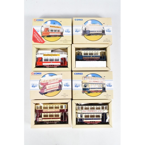 88 - SEVENTEEN BOXED CORGI CLASSIC DIECAST MODEL TRAMS, to include 8 of the Corgi Classic 40th Anniversar... 