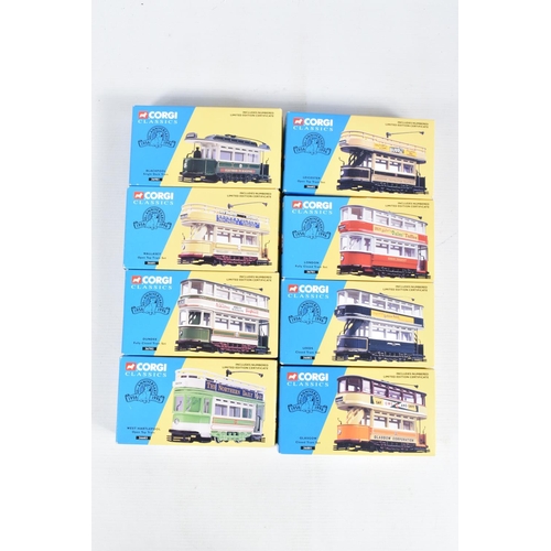 88 - SEVENTEEN BOXED CORGI CLASSIC DIECAST MODEL TRAMS, to include 8 of the Corgi Classic 40th Anniversar... 