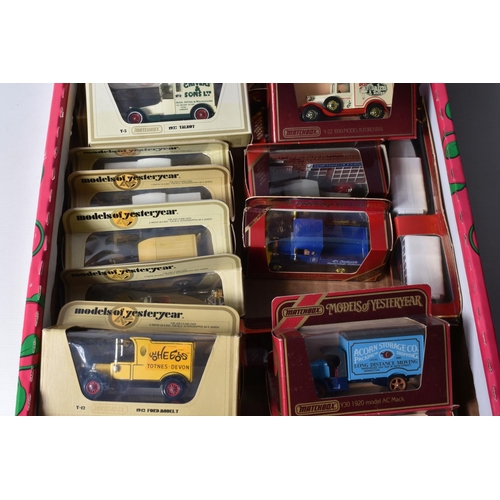 93 - THREE TRAYS CONTAINING A LARGE QUANTITY OF BOXED MATCHBOX MODELS OF YESTERYEAR, some of these includ... 