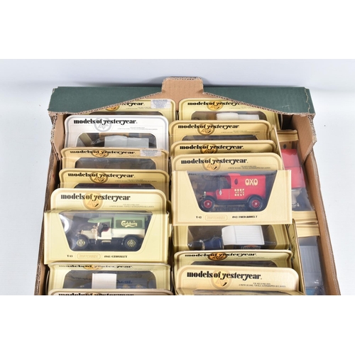 93 - THREE TRAYS CONTAINING A LARGE QUANTITY OF BOXED MATCHBOX MODELS OF YESTERYEAR, some of these includ... 