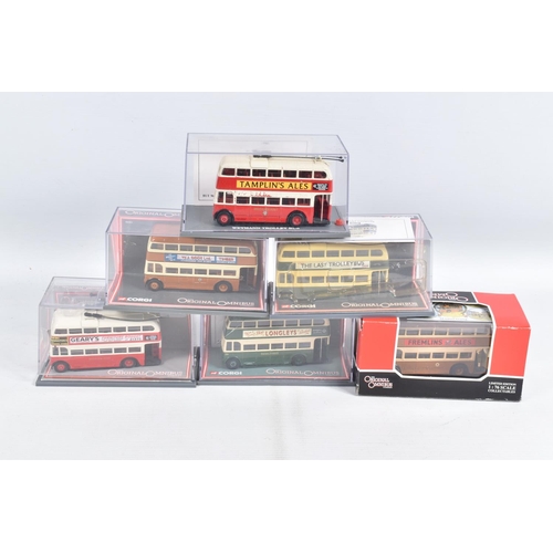 94 - SIXTEEN BOXED 1:76 SCALE CORGI LIMITED EDITION ORIGINAL OMNIBUS TROLLEYBUSES, to include a Q1  no. O... 