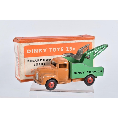 105 - THREE BOXED DINKY TOYS LORRY/TRUCK MODELS, all in playworn condition with paint loss, marking and we... 