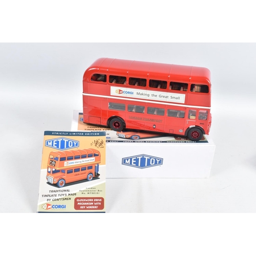 106 - AN UNBOXED WELLS BRIMTOY POCKETOY TIN PLATE GREEN LINE TRANSPORT BUS MODEL, green body with yellow d... 