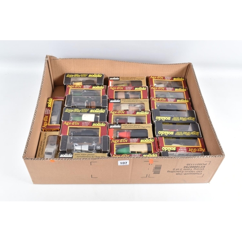 107 - THIRTY SIX BOXED 1:43 DIECAST SCALE AGE d'OR SOLIDO MODEL VEHICLES, to include a Fourgon C4F no. 440... 