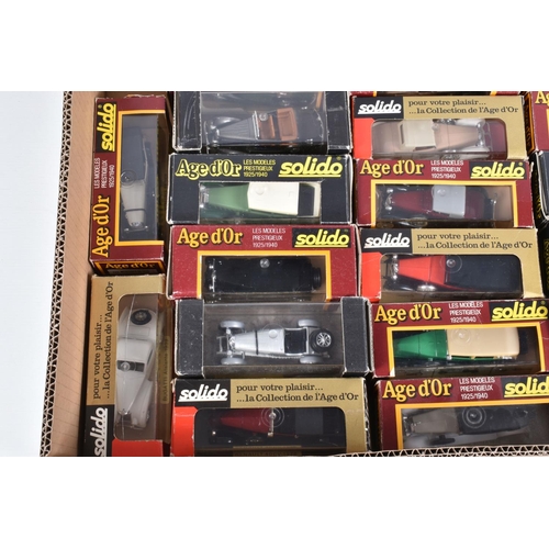 107 - THIRTY SIX BOXED 1:43 DIECAST SCALE AGE d'OR SOLIDO MODEL VEHICLES, to include a Fourgon C4F no. 440... 