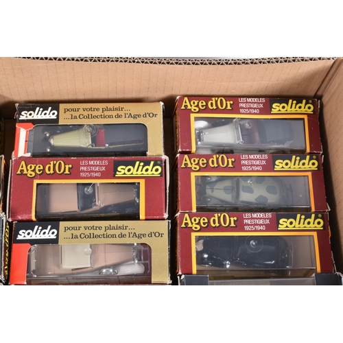 107 - THIRTY SIX BOXED 1:43 DIECAST SCALE AGE d'OR SOLIDO MODEL VEHICLES, to include a Fourgon C4F no. 440... 