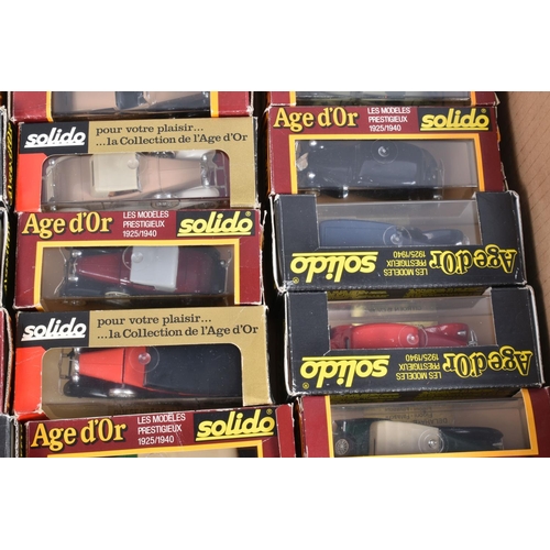 107 - THIRTY SIX BOXED 1:43 DIECAST SCALE AGE d'OR SOLIDO MODEL VEHICLES, to include a Fourgon C4F no. 440... 