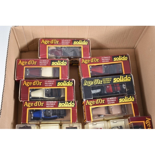 107 - THIRTY SIX BOXED 1:43 DIECAST SCALE AGE d'OR SOLIDO MODEL VEHICLES, to include a Fourgon C4F no. 440... 