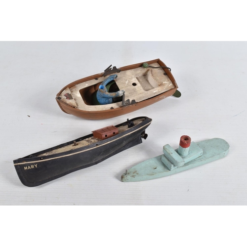 122 - A HORNBY TINPLATE CLOCKWORK SPEED BOAT 'Venture', No.4, not tested, no key, blue hull with white dec... 