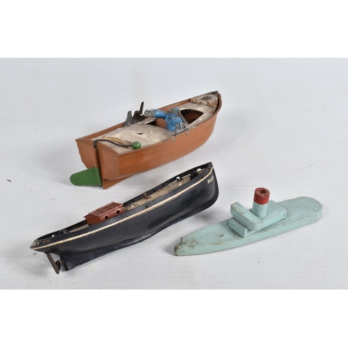 122 - A HORNBY TINPLATE CLOCKWORK SPEED BOAT 'Venture', No.4, not tested, no key, blue hull with white dec... 