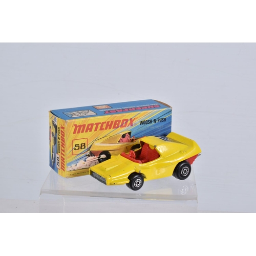 129 - SIX BOXED MATCHBOX SUPERFAST DIECAST MODEL VEHICLES, the first a no. 61 Blue Shark, blue body number... 