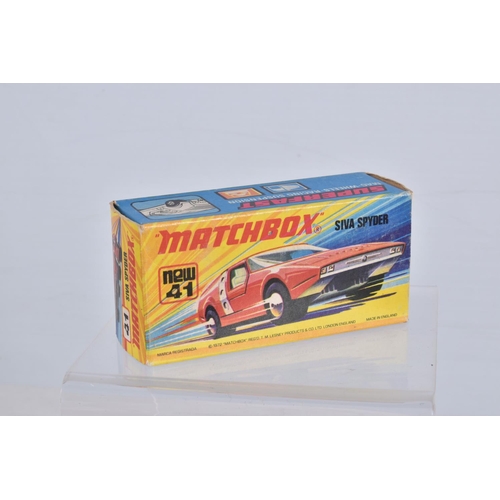 129 - SIX BOXED MATCHBOX SUPERFAST DIECAST MODEL VEHICLES, the first a no. 61 Blue Shark, blue body number... 