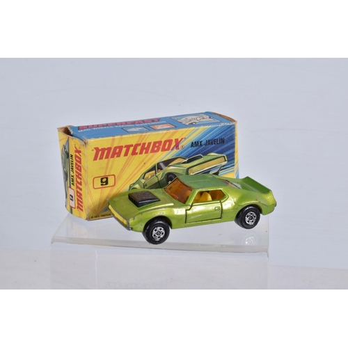 129 - SIX BOXED MATCHBOX SUPERFAST DIECAST MODEL VEHICLES, the first a no. 61 Blue Shark, blue body number... 