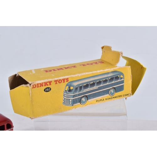 130 - A SLECTION OF BOXED DIECAST MODEL VEHICLES, to include a Dinky Toys 282 Duple Roadmaster Coach, red ... 