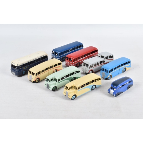 135 - A QUANTITY OF ASSORTED DINKY TOYS BUSES AND COACHES, Streamline Bus, No.29b, Single Deck Bus, No.29e... 