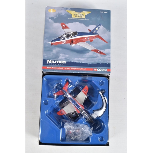 144 - A BOX CONTAINING A SELECTION OF MODEL MILITARY AIRCRAFTS, to include a boxed Corgi aviation Archive ... 