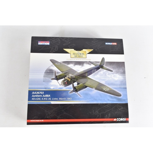 154 - TWO BOXED LIMITED EDITION 1/72 SCALE CORGI AVIATION ARCHIVE DIECAST MODEL AIRCRAFTS, the first is a ... 