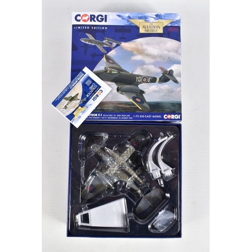 157 - THREE BOXED LIMITED EDITION 1/72 SCALE CORGI AVIATION ARCHIVE DIECAST MODEL ARICRAFTS, the first is ... 