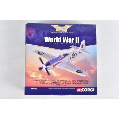 159 - THREE BOXED LIMITED EDITION 1/72 SCALE CORGI AVIATION ARCHIVE DIECAST MODEL AIRCRAFTS, the first is ... 