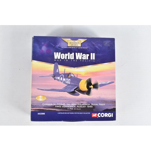 159 - THREE BOXED LIMITED EDITION 1/72 SCALE CORGI AVIATION ARCHIVE DIECAST MODEL AIRCRAFTS, the first is ... 