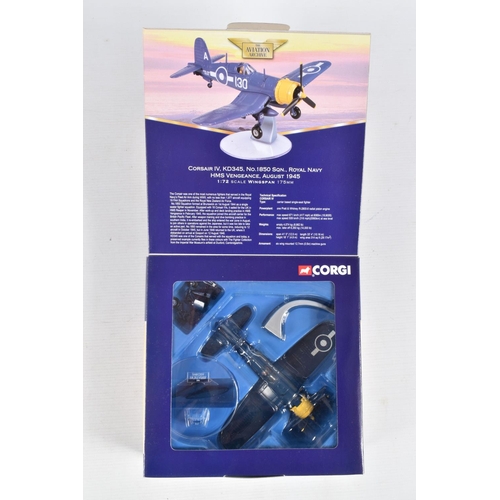 159 - THREE BOXED LIMITED EDITION 1/72 SCALE CORGI AVIATION ARCHIVE DIECAST MODEL AIRCRAFTS, the first is ... 