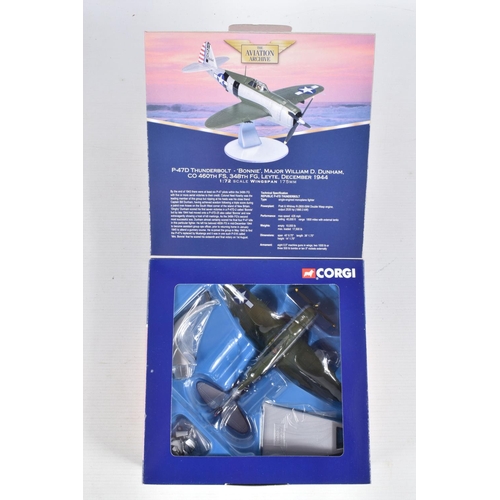 161 - FOUR BOXED 1/72 SCALE CORGI AVIATION ARCHIVE DIECAST MODEL AIRCRAFTS, the first is a F4U-1 Corsair, ... 