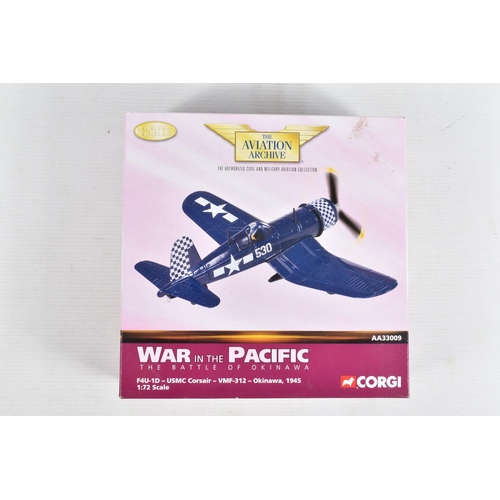 162 - FIVE BOXED LIMITED EDITION 1/72 SCALE CORGI AVIATION ARCHIVE DIECAST MODEL AIRCRAFTS, the first a F4... 