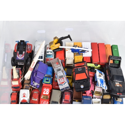 171 - A QUANTITY OF UNBOXED AND ASSORTED PLAYWORN DIECAST VEHICLES, to include Matchbox King Size Iveco ar... 