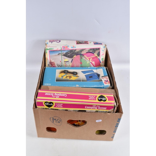 179 - A QUANTITY OF ASSORTED PEDIGREE AND HASBRO SINDY CARAVAN AND CAMPING RELATED ITEMS, boxed sets to in... 