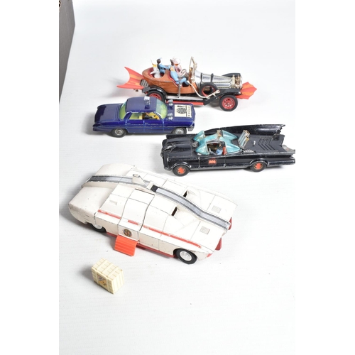 184 - A QUANTITY OF UNBOXED AND ASSORTED PLAYWORN DIECAST VEHICLES, to include Corgi Toys Chitty Chitty Ba... 