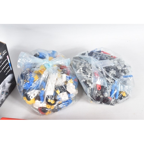 185 - TWO PLASTIC CRATES OF LOOSE LEGO PARTS, including both modern and vintage pieces, quantity of instru... 