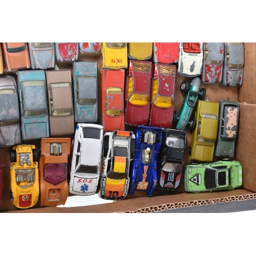 186 - A QUANTITY OF UNBOXED AND ASSORTED PLAYWORN DIECAST VEHICLES, majority are Matchbox 1 - 75 series or... 