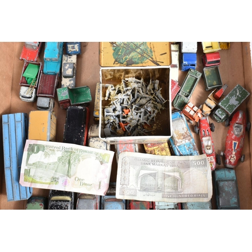 193 - A QUANTITY OF UNBOXED AND ASSORTED PLAYWORN DIECAST VEHICLES, to include Corgi, including Austin Cam... 