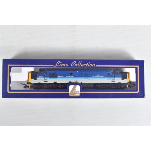 219 - THREE BOXED OO GAUGE LIMA MODEL RAILWAY LOCOMOTIVES, to include a Class 37, no. 37420 'The Scottish ... 