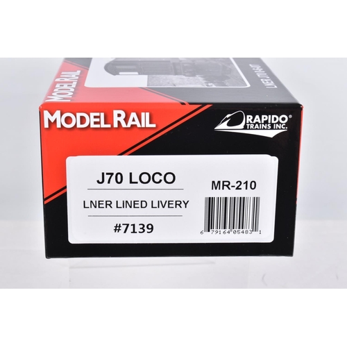 281 - A BOXED OO GAUGE RAPIDO TRAINS INC MODEL RAIL STEAM LOCOMOTIVE, LNER Class J70, no. 7139, model no. ... 