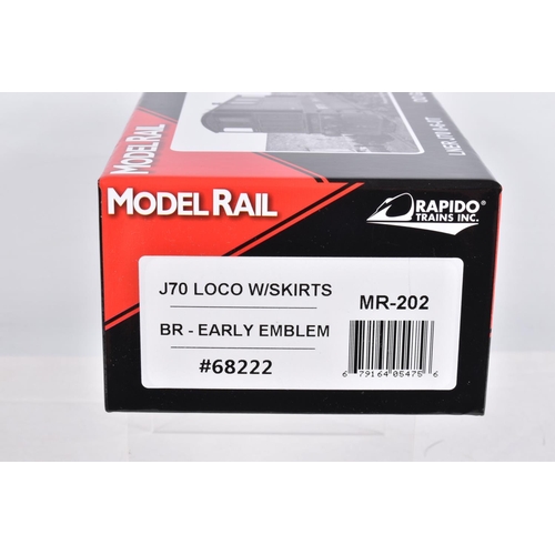 286 - A BOXED OO GAUGE RAPIDO TRAINS INC MODEL RAILWAY STEAM TRAM, LNER Class J70, no. 68222, model no. MR... 