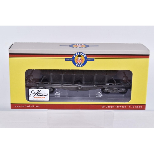 298 - NINE BOXED OO GAUGE OXFORD RAIL MODEL RAILWAY  ROLLING STOCK, to include two Warwell A British Steel... 