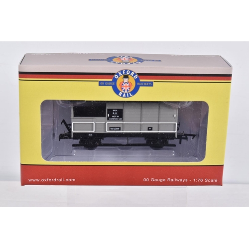 298 - NINE BOXED OO GAUGE OXFORD RAIL MODEL RAILWAY  ROLLING STOCK, to include two Warwell A British Steel... 